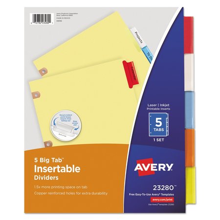 Avery Insertable Big Tab Dividers, 5-Tab, Letter 23280